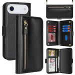 Borsa a tracolla con cerniera frontale, portafoglio multi-carta, custodia per telefono in pelle vegana, For iPhone 17 Pro Max, For iPhone 17 Pro, For iPhone 17, For iPhone Air