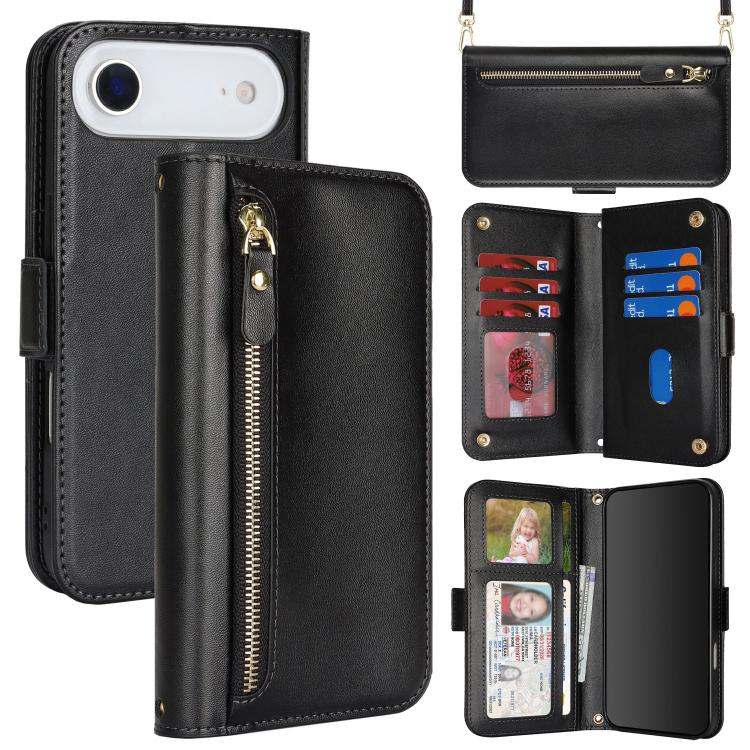 Borsa a tracolla con cerniera frontale, portafoglio multi-carta, custodia per telefono in pelle vegana, For iPhone 17 Pro Max, For iPhone 17 Pro, For iPhone 17, For iPhone Air