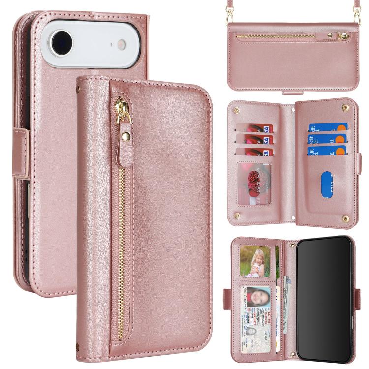 Borsa a tracolla con cerniera frontale, portafoglio multi-carta, custodia per telefono in pelle vegana, For iPhone 17 Pro Max, For iPhone 17 Pro, For iPhone 17, For iPhone Air