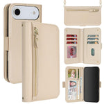 Borsa a tracolla con cerniera frontale, portafoglio multi-carta, custodia per telefono in pelle vegana, For iPhone 17 Pro Max, For iPhone 17 Pro, For iPhone 17, For iPhone Air