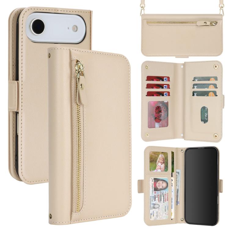 Borsa a tracolla con cerniera frontale, portafoglio multi-carta, custodia per telefono in pelle vegana, For iPhone 17 Pro Max, For iPhone 17 Pro, For iPhone 17, For iPhone Air