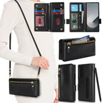 Borsa a tracolla con cerniera frontale, portafoglio multi-carta, custodia per telefono in pelle vegana, For Samsung Galaxy Z Fold6, For Samsung Galaxy Z Fold5