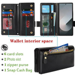Borsa a tracolla con cerniera frontale, portafoglio multi-carta, custodia per telefono in pelle vegana, For Samsung Galaxy Z Fold6, For Samsung Galaxy Z Fold5