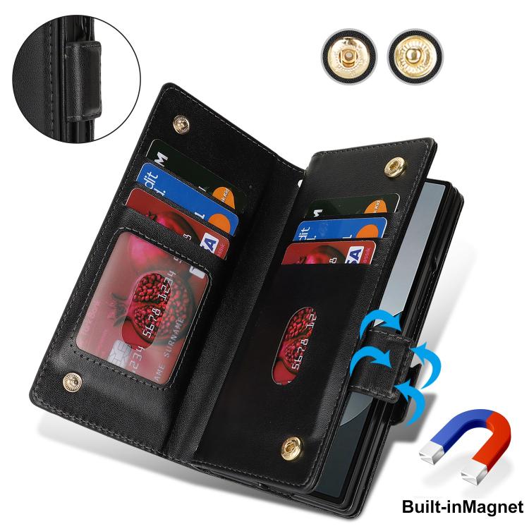 Borsa a tracolla con cerniera frontale, portafoglio multi-carta, custodia per telefono in pelle vegana, For Samsung Galaxy Z Fold6, For Samsung Galaxy Z Fold5