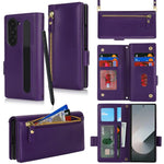 Borsa a tracolla con cerniera frontale, portafoglio multi-carta, custodia per telefono in pelle vegana, For Samsung Galaxy Z Fold6, For Samsung Galaxy Z Fold5