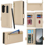 Borsa a tracolla con cerniera frontale, portafoglio multi-carta, custodia per telefono in pelle vegana, For Samsung Galaxy Z Fold6, For Samsung Galaxy Z Fold5