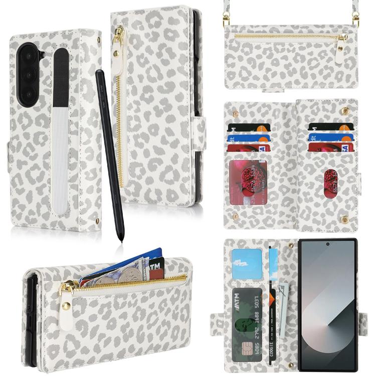 Borsa a tracolla con cerniera frontale, portafoglio multi-carta, custodia per telefono in pelle vegana, For Samsung Galaxy Z Fold6, For Samsung Galaxy Z Fold5