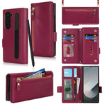 Borsa a tracolla con cerniera frontale, portafoglio multi-carta, custodia per telefono in pelle vegana, For Samsung Galaxy Z Fold6, For Samsung Galaxy Z Fold5