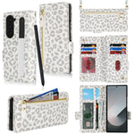 Borsa a tracolla con cerniera frontale, portafoglio multi-carta, custodia per telefono in pelle vegana, For Samsung Galaxy Z Fold6, For Samsung Galaxy Z Fold5