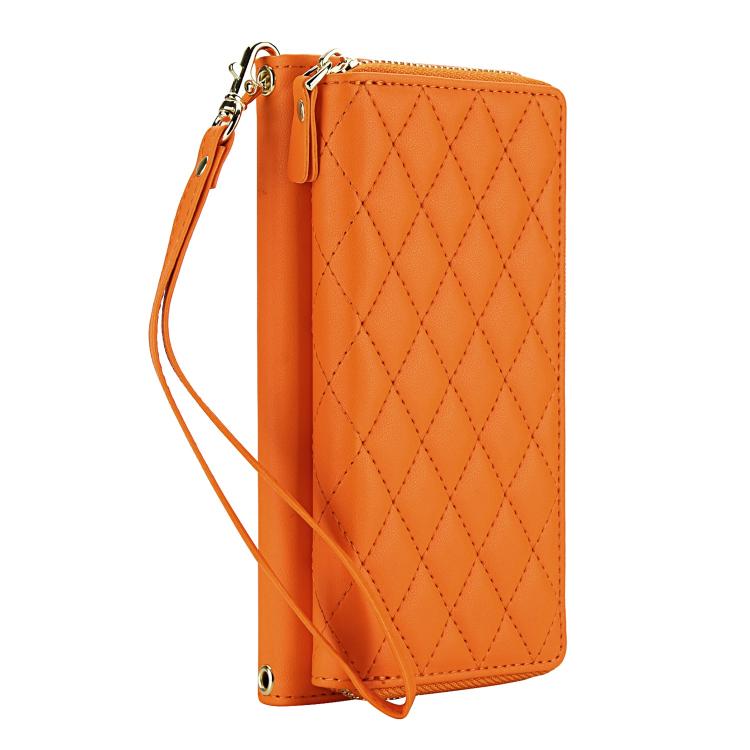 Portafoglio a tracolla con cerniera a reticolo di diamanti, protezione RFID, custodia per telefono in pelle vegana, For iPhone 17 Pro Max, For iPhone 17 Pro
