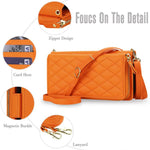 Portafoglio a tracolla con cerniera a reticolo di diamanti, protezione RFID, custodia per telefono in pelle vegana, For iPhone 17 Pro Max, For iPhone 17 Pro
