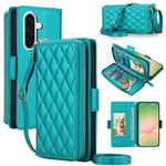 Portafoglio a tracolla con cerniera a reticolo di diamanti, protezione RFID, custodia per telefono in pelle vegana, For Samsung Galaxy A57 5G, For Samsung Galaxy A36 / A37 / A56 5G, For Samsung Galaxy A54 5G