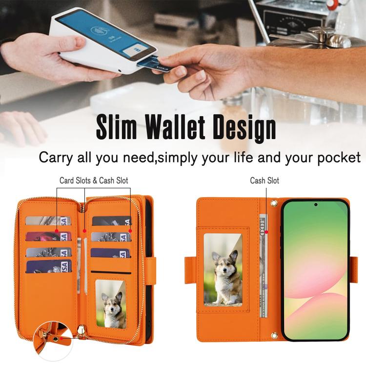 Portafoglio a tracolla con cerniera a reticolo di diamanti, protezione RFID, custodia per telefono in pelle vegana, For Samsung Galaxy A57 5G, For Samsung Galaxy A36 / A37 / A56 5G, For Samsung Galaxy A54 5G