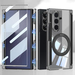 Custodia per telefono GKK pieghevole trasparente a copertura totale con cerniera magnetica integrata e supporto girevole., For Samsung Galaxy Z TriFold