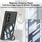 Custodia per telefono GKK pieghevole trasparente a copertura totale con cerniera magnetica integrata e supporto girevole., For Samsung Galaxy Z TriFold