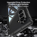 Custodia per telefono GKK pieghevole trasparente a copertura totale con cerniera magnetica integrata e supporto girevole., For Samsung Galaxy Z TriFold