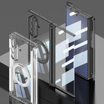 Custodia per telefono GKK pieghevole trasparente a copertura totale con cerniera magnetica integrata e supporto girevole., For Samsung Galaxy Z TriFold