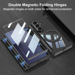 Custodia per telefono GKK pieghevole trasparente a copertura totale con cerniera magnetica integrata e supporto girevole., For Samsung Galaxy Z TriFold