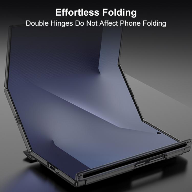 Custodia per telefono GKK pieghevole trasparente a copertura totale con cerniera magnetica integrata e supporto girevole., For Samsung Galaxy Z TriFold