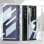 Custodia per telefono GKK pieghevole trasparente a copertura totale con cerniera magnetica integrata e supporto girevole., For Samsung Galaxy Z TriFold