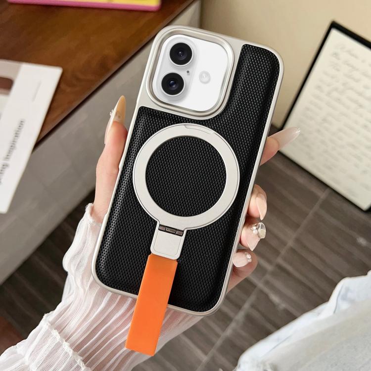 Anello con texture diamantata galvanizzata e supporto magnetico per telefono, For iPhone 16 Pro Max, For iPhone 16 Pro, For iPhone 16 Plus, For iPhone 16