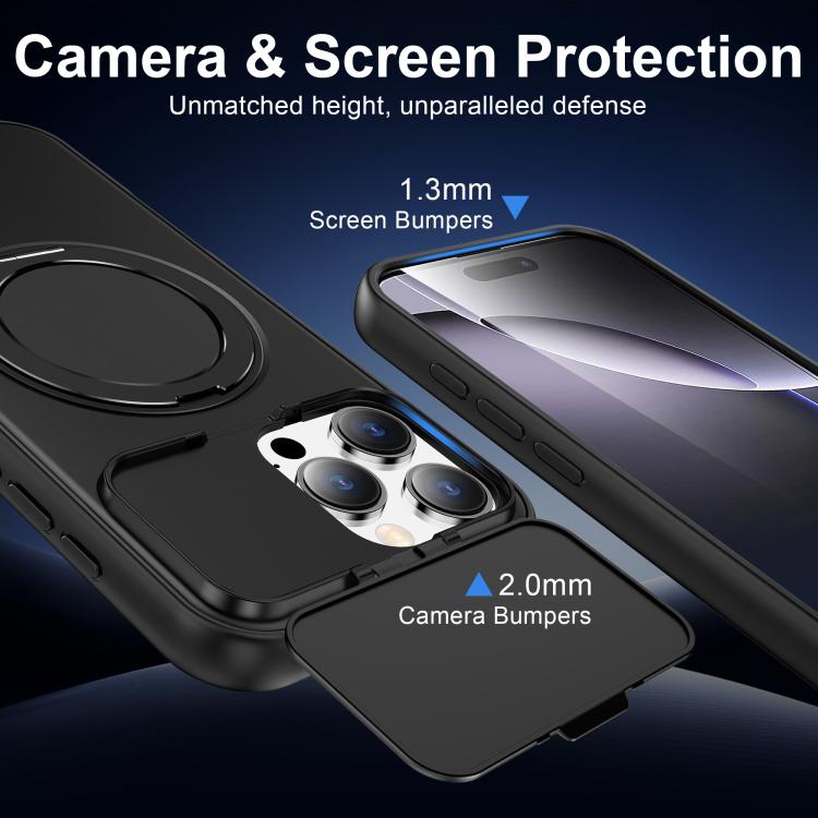 ShellGod - Supporto magnetico girevole con protezione per obiettivo in PC TPU - Custodia ibrida per telefono, For iPhone 15 Pro Max, For iPhone 15 Pro