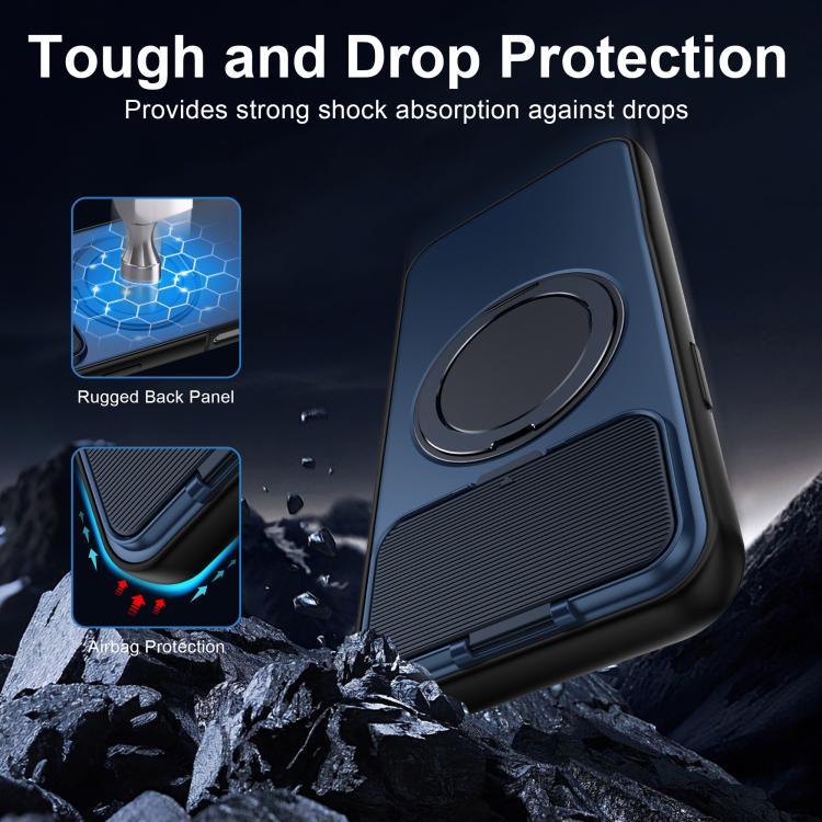 ShellGod - Supporto magnetico girevole con protezione per obiettivo in PC TPU - Custodia ibrida per telefono, For iPhone 15 Pro Max, For iPhone 15 Pro