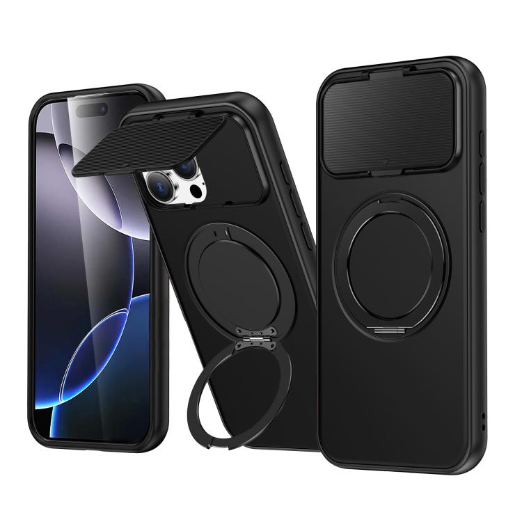 ShellGod - Supporto magnetico girevole con protezione per obiettivo in PC TPU - Custodia ibrida per telefono, For iPhone 15 Pro Max, For iPhone 15 Pro