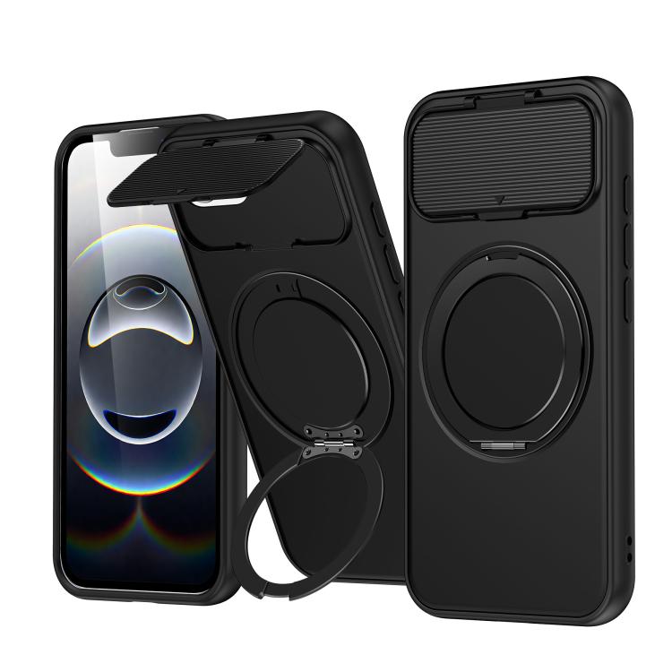 ShellGod - Supporto magnetico girevole con protezione per obiettivo in PC TPU - Custodia ibrida per telefono, For iPhone 17e / 16e, For iPhone Air, For iPhone 16 Pro Max, For iPhone 16 Pro