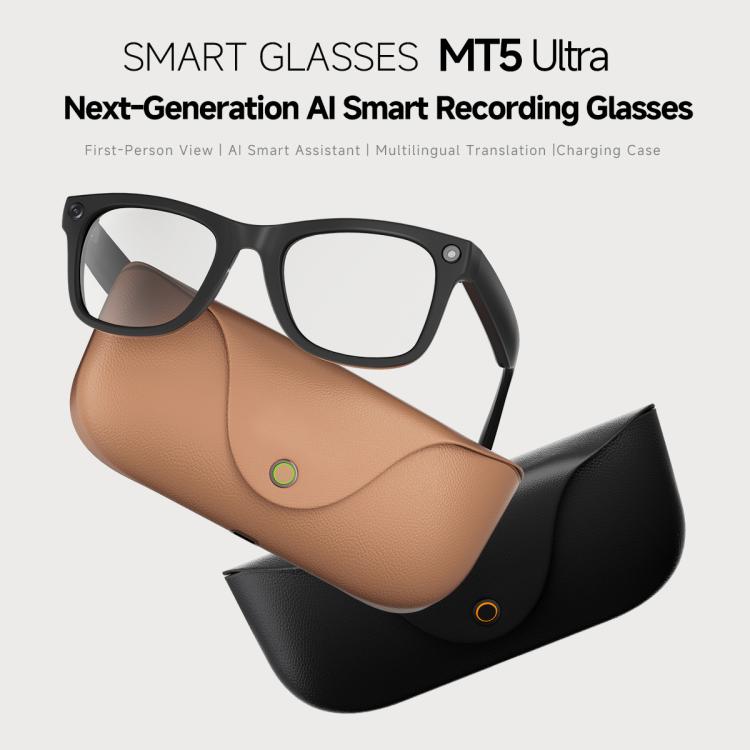 Occhiali MT5 Ultra Smart AI con fotocamera HD da 8 MP, registrazione video, trasmissione Wi-Fi e assistente vocale AI intelligente., Sunglasses, Anti Blue Light Lens