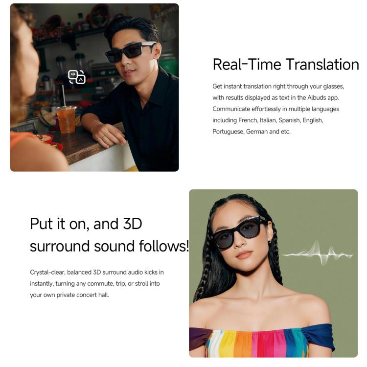 Occhiali MT5 Ultra Smart AI con fotocamera HD da 8 MP, registrazione video, trasmissione Wi-Fi e assistente vocale AI intelligente., Sunglasses, Anti Blue Light Lens