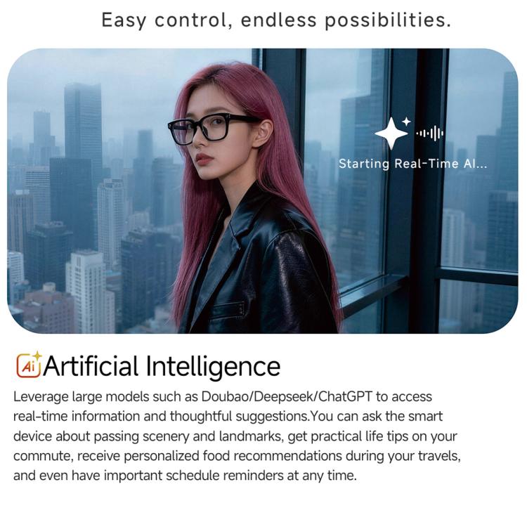 Occhiali MT5 Ultra Smart AI con fotocamera HD da 8 MP, registrazione video, trasmissione Wi-Fi e assistente vocale AI intelligente., Sunglasses, Anti Blue Light Lens