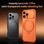 Custodia per telefono SULADA Transforms In 17 Pro semitrasparente opaca con supporto magnetico girevole., For iPhone 16 Pro Max, For iPhone 16 Pro