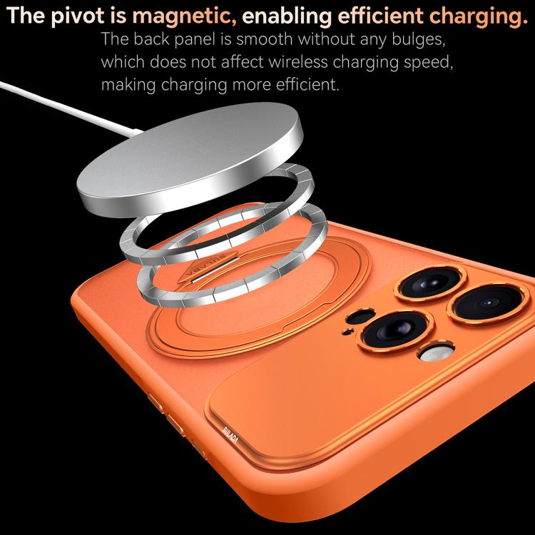 Custodia per telefono SULADA Transforms In 17 Pro semitrasparente opaca con supporto magnetico girevole., For iPhone 16 Pro Max, For iPhone 16 Pro