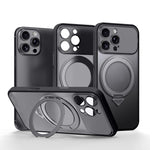 Custodia per telefono SULADA Transforms In 17 Pro semitrasparente opaca con supporto magnetico girevole., For iPhone 16 Pro Max, For iPhone 16 Pro
