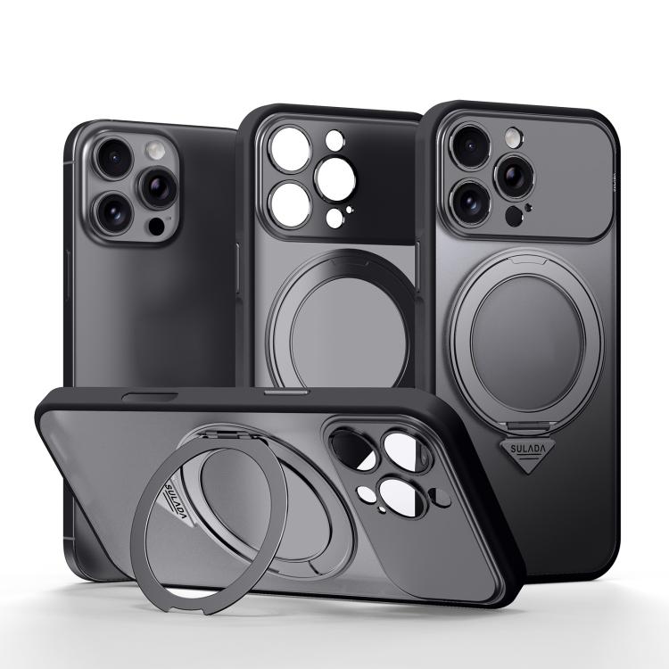 Custodia per telefono SULADA Transforms In 17 Pro semitrasparente opaca con supporto magnetico girevole., For iPhone 16 Pro Max, For iPhone 16 Pro