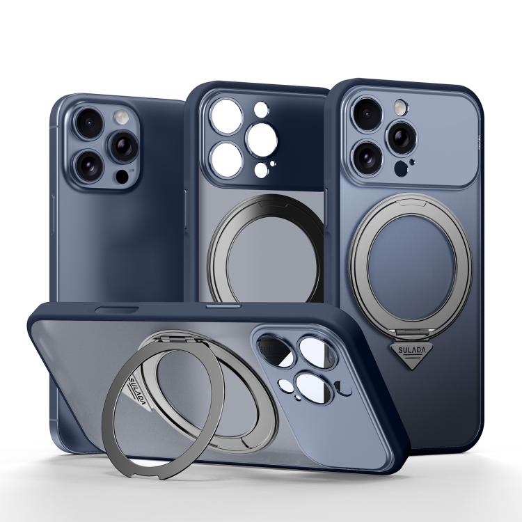 Custodia per telefono SULADA Transforms In 17 Pro semitrasparente opaca con supporto magnetico girevole., For iPhone 16 Pro Max, For iPhone 16 Pro