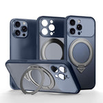 Custodia per telefono SULADA Transforms In 17 Pro semitrasparente opaca con supporto magnetico girevole., For iPhone 16 Pro Max, For iPhone 16 Pro