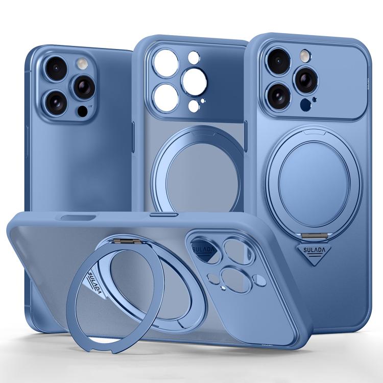 Custodia per telefono SULADA Transforms In 17 Pro semitrasparente opaca con supporto magnetico girevole., For iPhone 16 Pro Max, For iPhone 16 Pro