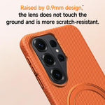 Custodia per telefono SULADA con griglia in Kevlar, effetto pelle e supporto magnetico girevole., For Samsung Galaxy S26+ 5G, For Samsung Galaxy S26 Ultra 5G, For Samsung Galaxy S26 5G