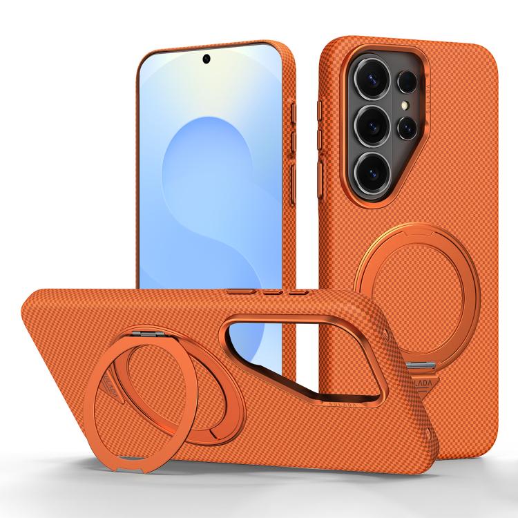 Custodia per telefono SULADA con griglia in Kevlar, effetto pelle e supporto magnetico girevole., For Samsung Galaxy S26+ 5G, For Samsung Galaxy S26 Ultra 5G, For Samsung Galaxy S26 5G