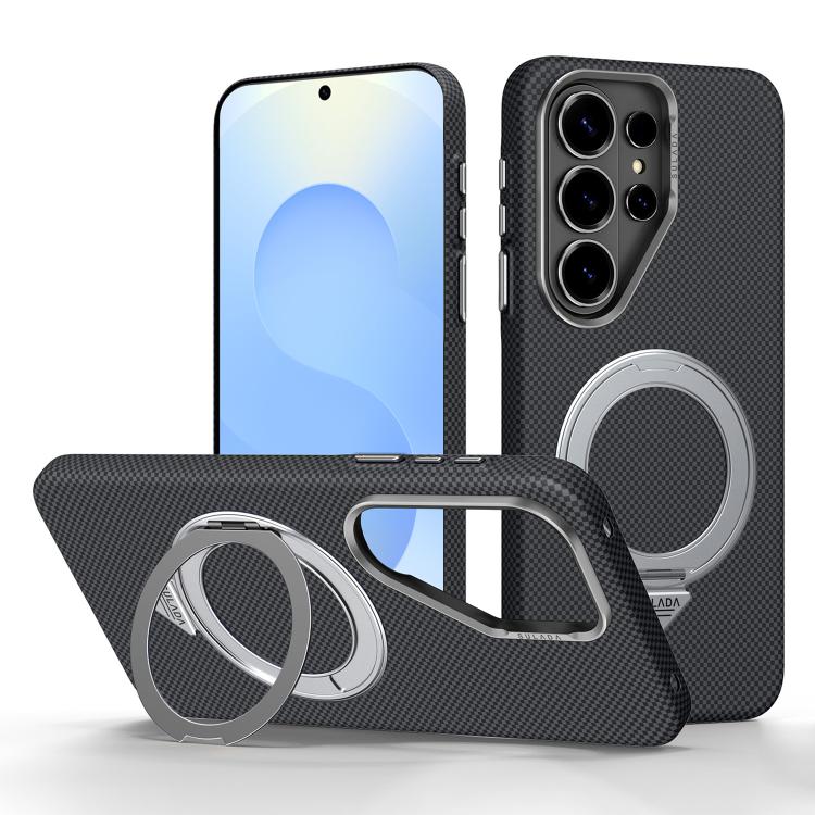 Custodia per telefono SULADA con griglia in Kevlar, effetto pelle e supporto magnetico girevole., For Samsung Galaxy S26+ 5G, For Samsung Galaxy S26 Ultra 5G, For Samsung Galaxy S26 5G
