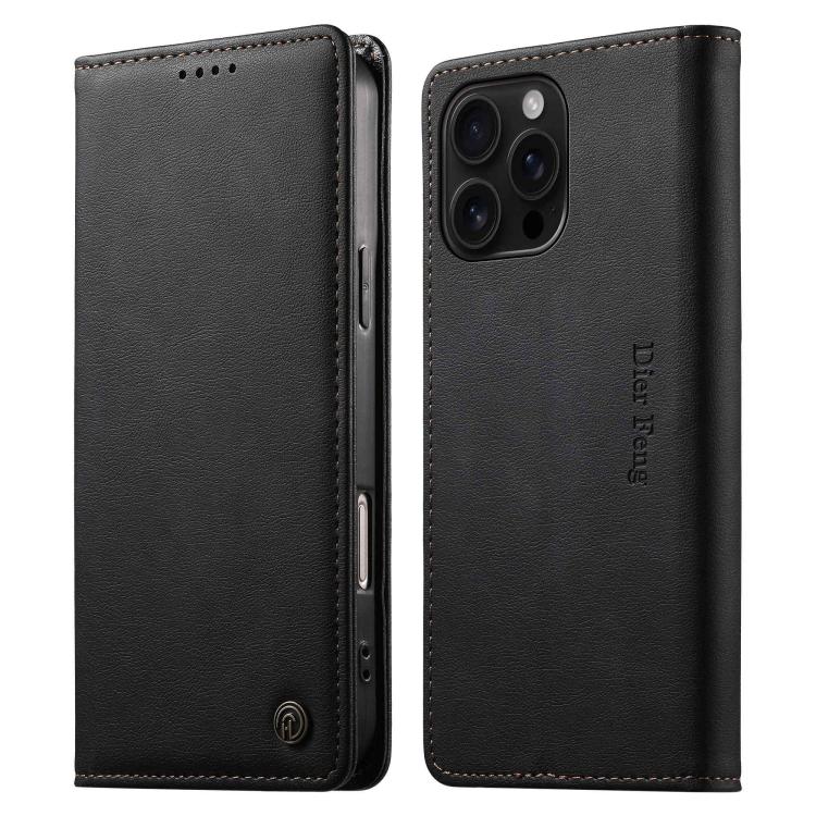 Custodia per telefono Dierfeng in pelle vegana con chiusura magnetica e protezione RFID in metallo., For iPhone Air, For iPhone 16 Pro Max, For iPhone 16 Pro, For iPhone 16 Plus