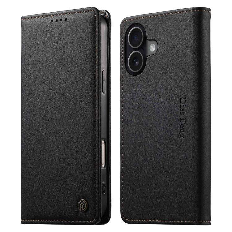 Custodia per telefono Dierfeng in pelle vegana con chiusura magnetica e protezione RFID in metallo., For iPhone 16, For iPhone 15 Pro Max, For iPhone 15 Pro, For iPhone 15 Plus