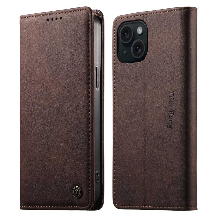 Custodia per telefono Dierfeng in pelle vegana con chiusura magnetica e protezione RFID in metallo., For iPhone 15, For iPhone 14 Plus, For iPhone 14 / 13, For iPhone 14 Pro