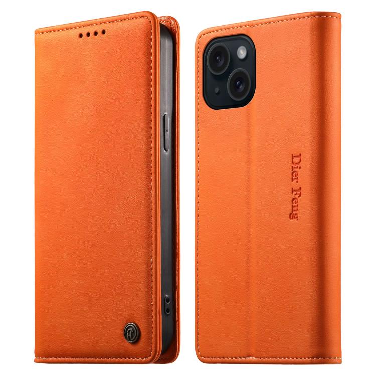 Custodia per telefono Dierfeng in pelle vegana con chiusura magnetica e protezione RFID in metallo., For iPhone 15, For iPhone 14 Plus, For iPhone 14 / 13, For iPhone 14 Pro