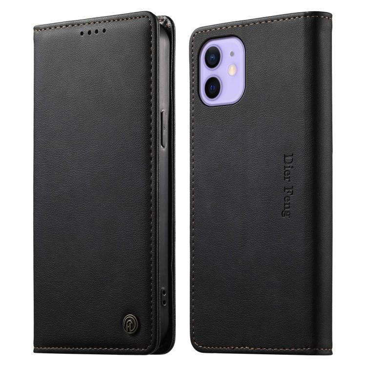Custodia per telefono Dierfeng in pelle vegana con chiusura magnetica e protezione RFID in metallo., For iPhone 13 mini, For iPhone 12 / 12 Pro, For iPhone 12 Pro Max, For iPhone 12 mini