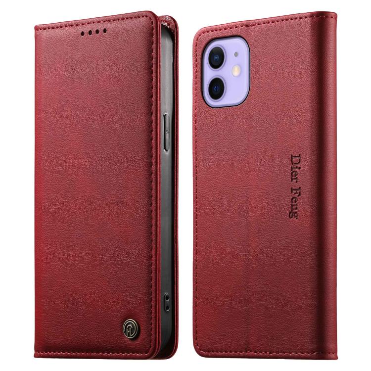 Custodia per telefono Dierfeng in pelle vegana con chiusura magnetica e protezione RFID in metallo., For iPhone 13 mini, For iPhone 12 / 12 Pro, For iPhone 12 Pro Max, For iPhone 12 mini