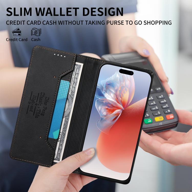 Custodia per telefono Dierfeng in pelle vegana con chiusura magnetica e protezione RFID in metallo., For iPhone 11 Pro Max, For iPhone 11, For iPhone 11 Pro, For iPhone X / XS