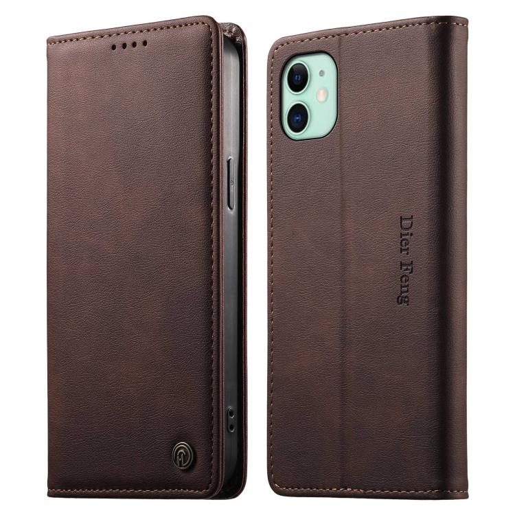 Custodia per telefono Dierfeng in pelle vegana con chiusura magnetica e protezione RFID in metallo., For iPhone 11 Pro Max, For iPhone 11, For iPhone 11 Pro, For iPhone X / XS